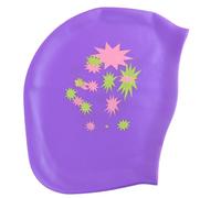 Gogogmee Bonnet de Bain en Silicone Imperméable Violet pour Femme Grand Format Motif Étoile Protection des Oreilles Adapté Cheveux Longs Bonnet Natation Confortable et Élastique