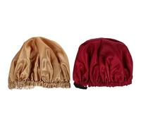 Gogogmee Bonnet De Nuit En Satin Double Couche 2 Pièces Taille Unique Ajustable Antidérapant Pour Femmes Cheveux Longs Protection Capillaire Chimio Sommeil