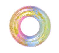 Gogogmee Bouée Gonflable Piscine Adulte Translucide Dégradé Arc Ciel Paillettes Anneau Natation et Facile à Gonfler pour Plage et