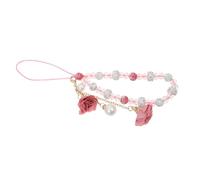 Gogogmee Bracelet en perles cristal téléphone portable avec pendentif fleur antidérapant 7.09 pouces, ornement suspendu, dragonne pour téléphones portables, cadeau pour usage quotidien