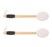 Gogogmee Brosse de Bain à Long Manche Incurvé Antidérapant 2 Pcs Tête Éponge Douce Noire, Brosse Exfoliante Corps Dos, Accessoire pour Nettoyage en Profondeur