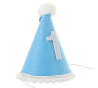 Gogogmee Chapeau de Fête d'anniversaire pour Bébé 1 an Couvre-Chef en Feutre Bleu Accessoire Photo pour Décoration Anniversaire Bébé Chapeau et Serrage-Tête pour Célébration Première