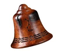 Gogogmee Cloche Bois Rustique Vintage Sculptée Main Pendentif Cloche Décorative pour Porte Entrée Suspension Artisanale Bois pour Noël et Décoration Champêtre