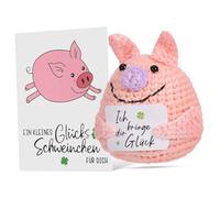 Gogogmee Cochon Positive Au Crochet Main Laine Douce avec Carte Encouragement Ornement Adorable pour Garçon Fille et Peluche Positive pour Décoration et Soutien Moral
