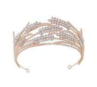 Gogogmee Couronne de Mariée Style Baroque Dorée Tiare Élégante pour Femme Accessoire de Robe de Mariée 1 Pièce Coiffe de Banquet pour Mariage Anniversaire et Cérémonie