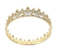 Gogogmee Couronne Ronde Ajustable en Alliage Doré Antique Strass Blancs Accessoire de Fête et Cosplay pour Adulte Couronne D’Anniversaire et Cérémonie Coiffure Royale Élégante