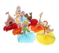 Gogogmee Décorations en Boules Alvéolées Thème Fête Foraine Éléphant, Girafe et Clown, Centre de Table en Papier Nid D’Abeille Pliable, Fournitures de Fête de Carnaval et Anniversaire,