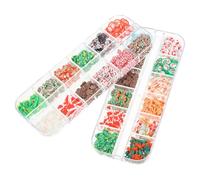 Gogogmee Décorations pour Ongles en Pâte Polymère Noël 12 Compartiments 2 Boîtes Faciles à Utiliser pour Salon de Manucure