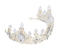 Gogogmee Diadème de Mariage Argenté Strass Blanc, Couronne de Demoiselle D'honneur Élégante pour Coiffure, Accessoire Photo et Décoration de Gâteau, Taille Unique pour Fête et Cérémonie