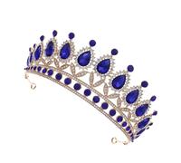 Gogogmee Diadème Rétro en Strass Bleu Royal Couronne en Alliage Demi-Cercle pour Mariée Accessoire Coiffure Mariage Ornement Cheveux Cérémonie Coiffe Élégante et Légère
