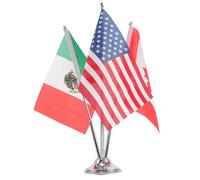 Gogogmee Drapeaux de Table Miniatures Usa Canada Mexique Base Métallique Robuste Polyester Solide Décorations de Bureau pour Réunions Événements Diplomatiques et Conférences Ensemble 3