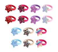 Gogogmee Élastiques pour Cheveux à Paillettes Étoile Dégradé Coloré 14 Pièces Taille Standard Doux Extensible pour Bébés Garçon et Filles Usage Quotidien