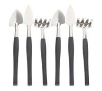 Gogogmee Ensemble 6 Pièces Mini-Outils de Jardinage à Main en Acier Inoxydable Noir Truelle Pelle et Râteau Compacts pour Plantes en Pot Succulentes Repiquage et Jardinage D’Intérieur