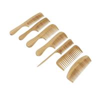 Gogogmee Ensemble 7 Pièces de Brosses et Peignes en Bambou Portable et Léger pour Salon de Coiffure et Usage Personnel, Style Mixte pour Hommes et Garçon et Filles Plusieurs styles