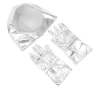 Gogogmee Ensemble Casque et Moufles d'Astronaute Argentés Taille M Accessoires de Déguisement pour Fête Spatiale Costume d'Astronaute pour Garçon et Fille Cosplay Halloween et Jeux