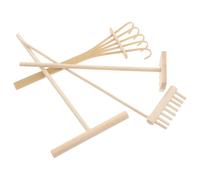 Gogogmee Ensemble D’Outils de Râteaux en Bois pour Jardin Zen, Petits Râteaux Miniatures 4 Pièces, Décoration de Table et Bureau, Mini Kit pour Tampons de Sable, Usage Méditatif et Créatif