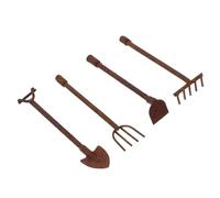 Gogogmee Ensemble de 4 Outils de Jardin Miniature en Fer Forgé Rouillé, Décorations Féeriques pour Maison de Poupée, Accessoires pour Micro-paysages et Jardin Zen, pour Bricolage