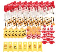 Gogogmee Ensemble de 62 Panneaux de Signalisation Routière Miniature Colorés pour Garçon et Filles, de Barrière de Circulation Miniature Éducatif, Modèle de Panneau de Rue pour Jeu