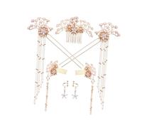 Gogogmee Ensemble de 7 Pièces de Bâtonnets à Cheveux Chinois en Alliage Or Fourchette à Cheveux et Peigne, Élégant pour Cosplay et Banquets