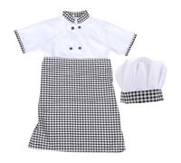 Gogogmee Ensemble Déguisement Chef Garçon et Filles 3 Pièces 130 Cm Coton Respirant Manches Courtes avec Veste, Tablier et Toque, Costume Unisexe pour Jeux de Rôle, Fête, Journée