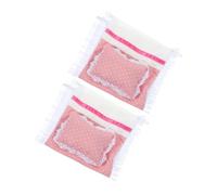 Gogogmee Ensemble Literie Miniature pour Maison de Poupée 3 Pièces Drap Housse Rose Poupée Oreiller Mini Kit de Literie Accessoires Décoratif