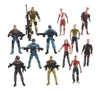 Gogogmee Figurines de Soldats Articulées 12 Pièces 6 Zombies Miniatures 96 CM 6 Mercenaires 10 CM Modèles Flexibles en Plastique pour Jeu et Décoration Jouets d'action Militaires