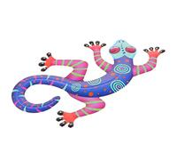 Gogogmee Gecko Mural En Fer Décoratif Pour Jardin Et Intérieur, Sculpture Murale Artisanale Colorée, Décoration Extérieure Et Intérieure Pour Patio, Clôture Et Mur Bleu
