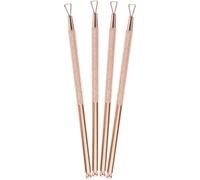 Gogogmee Grattoir à Ongles en Acier Inoxydable 4 Pièces, Repousse-cuticules Triangulaire Rose Doré, Outil pour Retirer Vernis Semi-permanent et Nail Art, Adapté Manucure Pédicure à
