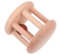 Gogogmee Hochet en Bois Naturel pour Bébé 0-2 Ans, Clochette Sensorielle Éducative Balle en Bois de Huanghuali, D’éveil Montessori pour Tout-petits, Stimulation Auditive et Coordination