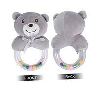 Gogogmee Hochet Pour Bébé Ours Gris Anneau De Dentition Doux Bébé -né Taille Petite Matériau Pp Coton Et Flanelle Stimule La Coordination Œil-main Usage Intérieur Et Poussette