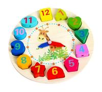 Gogogmee Horloge Éducative Bois avec Perles à Enfiler Pédagogique pour Apprendre Heure Tri des Chiffres et Reconnaissance des Formes Éveil Montessori pour Garçons et Filles Dès Ans