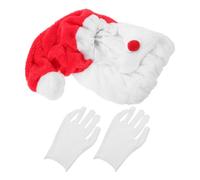 Gogogmee Housse de Casque de Moto de Noël en Peluche Douce Bonnet de Père Noël et Moufles Blancs, Taille Unique, Décor Festif Respirant pour Balades Hivernales, Accessoires Moto Originaux