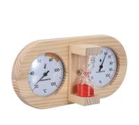 Gogogmee Hygromètre Analogique pour Sauna avec Minuteur Sablier 15, Double Cadran Bois Rouge, Thermomètre et Régulateur D’Humidité pour Spa Intérieur, Salle de Bain et Hammam