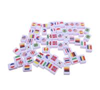 Gogogmee Jeu de Mahjong Portable pour 2 Joueurs 64 Tuiles 24 MM en aux Motifs Drapeaux du Monde Jeu de Mémoire Éducatif et Compact pour Voyage et Soirées en Famille