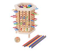 Gogogmee Jeu de Société Bois Montessori pour Garçon Fille avec Bâtonnets Colorés Jeu Empilage Éducatif pour Motricité Fine Apprentissage Mathématique Précoce Compact et Portable pour
