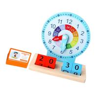 Gogogmee Jouet Éducatif Horloge en Bois Pédagogique pour Garçon Et Filles, Petite Horloge Cognitive Colorée, Apprentissage du Temps pour Maternelle Et École Primaire, Jouet D'initiation Ludique en
