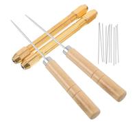 Gogogmee Kit D’Outils de Bricolage pour Poupée - 2 Aiguilles à Crochet Interchangeables 06 MM en Alliage Manches Imitation Bois - Outil D’Implantation Cheveux Précis pour Enracinement et