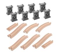 Gogogmee Kit de Circuits Bois pour Garçon Fille avec Pont et Supports Incurvés Accessoires de Rails Bois Compatibles Jeu Interactif pour Développement Social et Créativité