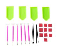 Gogogmee Kit de Peinture de Perles 22pcs Stylo à Ventouse en Pu, Plateaux, Pinces et Colle, Outils pour Point de Diamant DIY et Broderie Diamant Facile à Utiliser