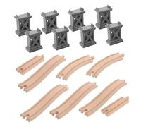 Gogogmee Kit Extension de Rails Bois avec Pont et Pylônes pour Circuit de Train Bois Compatible Accessoires pour Jeu de Chemin de Garçon Fille pour Activités Familiales et Développement de