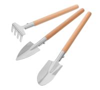 Gogogmee Kit Jardinage Compact 3 Pièces pour Plantes D’intérieur Truelle, Râteau et Bêche en Bois Outils à Main Ergonomiques pour Rempotage et Plantation Ensemble Portable Balcon et Rebord