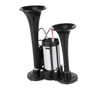Gogogmee Klaxon à Air Double Trompette pour Camion et Pickup Puissant Kit Compresseur Électrique Métal Noir Compatible Voitures et Véhicules Utilitaires