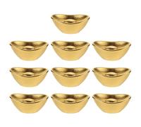 Gogogmee Lot de 10 Mini Lingots Dorés en Alliage Décor Miniature pour Maison de Poupée Accessoire de Photographie Modèle Yuanbao Chinois pour Décoration Feng Shui et Scènes Micro