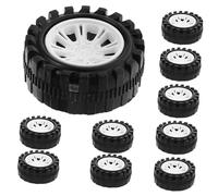 Gogogmee Lot de 10 Pneus et Roues en Plastique pour Voitures Télécommandées 2.5 * 51Mm Accessoires de Modèle DIY Améliore la Maniabilité pour Garçon et Filles et Adultes Bricolage