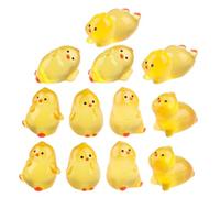 Gogogmee Lot de 12 Figurines Lumineuses de Poussins en Résine, Décoration Intérieure Amusante, Mini Décorations Animales pour Jardin et Bureau, Style Assorti, Accessoires pour Maison de