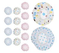 Gogogmee Lot de 15 set de Bonnets de Imperméables Réutilisables pour Femmes Épais et Élastiques Imprimés à Pois Colorés Taille Large Protection Anti-Humidité pour Bain et Spa