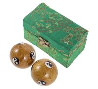 Gogogmee Lot de 2 Balles de Massage Baoding en Émail Doré 42mm, Boules D'exercice Mains, Balles Zen pour Thérapie Manuelle et Relaxation, Outil Compact pour Bureau et Maison