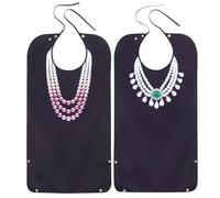 Gogogmee Lot de 2 Bavoirs pour Adultes Femmes Grand Bavoir de Dîner Lavable en Tissu Confortable Taille Ajustable Protection Anti-Taches pour Personnes Âgées Accessoires pour Manger au