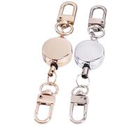 Gogogmee Lot de 2 Boucles Rétractables Multifonctions Argenté et Or, Porte-clés Antivol Portable, Haute Élasticité, pour Camping, Alpinisme et Usage Quotidien, Porte-badge Suspendu