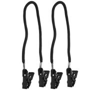 Gogogmee Lot de 2 Clips de Sangle de Chapeau en Polyester Noir, Attaches Coupe-Vent Ajustables pour Lunettes et Casquettes, Accessoires Multifonctionnels pour Activités Sportives, Plein